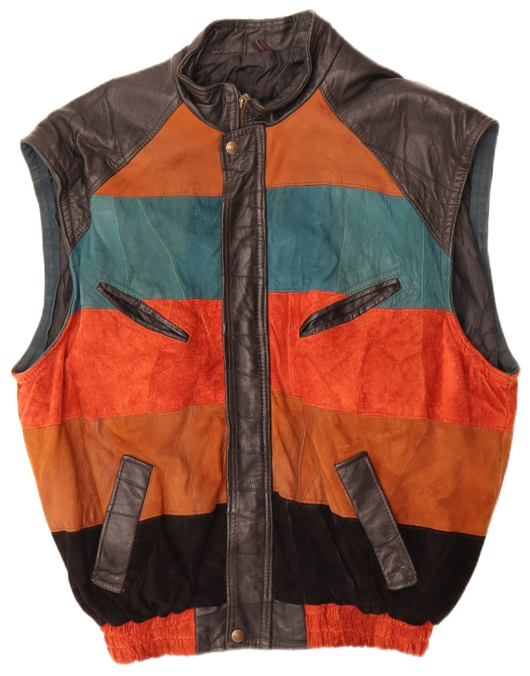 Gilet in pelle da uomo VINTAGE UK 42 XL multicolore Colourblock