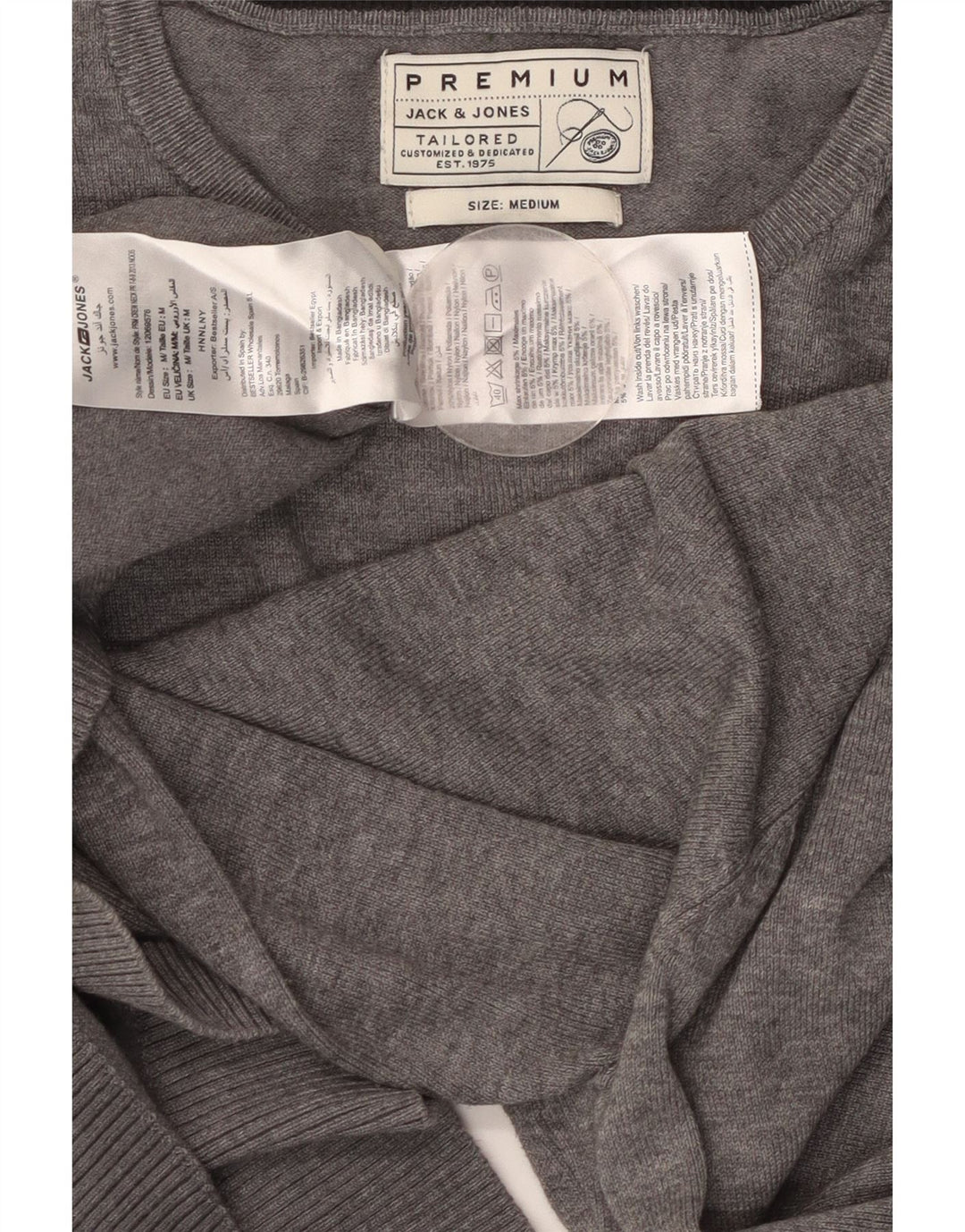 JACK & JONES maglione maglione girocollo sartoriale da uomo in cotone grigio medio