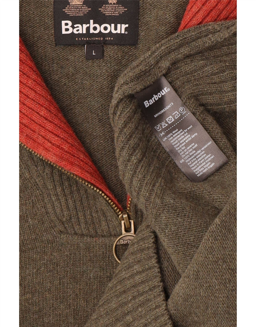 Barbour Uomo Maglione con zip sul collo Maglione grande in lana kaki