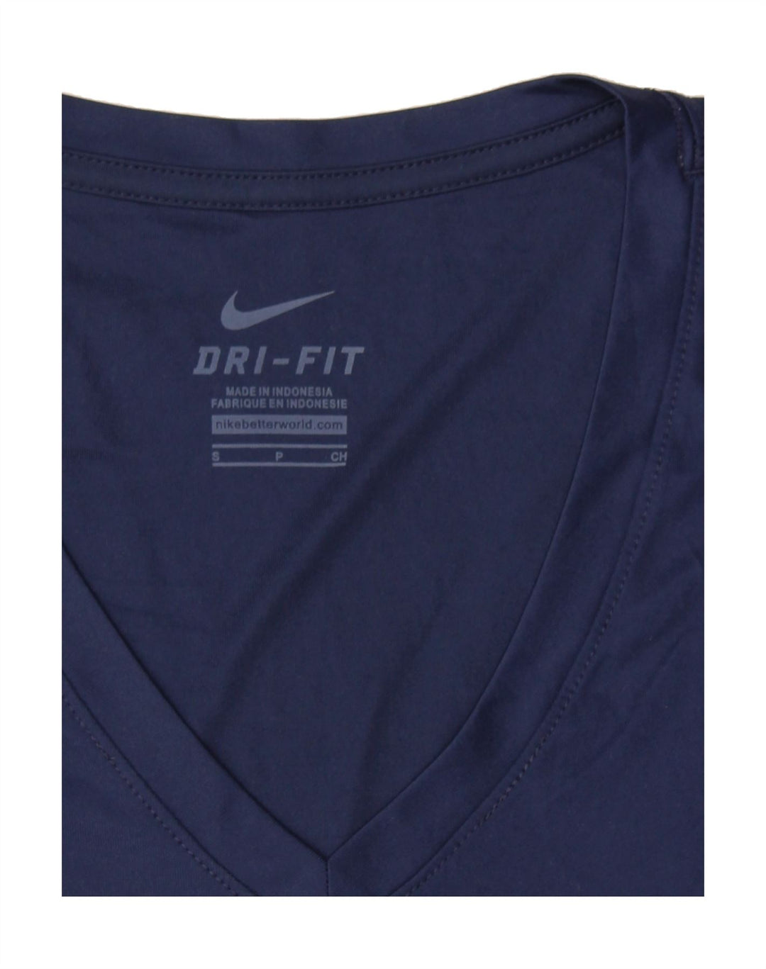 NIKE Womens Dri Fit Graphic T-Shirt Top UK 10 Small Navy Blue Polyester Vintage Nike and Second-Hand Nike from Messina Hembry 