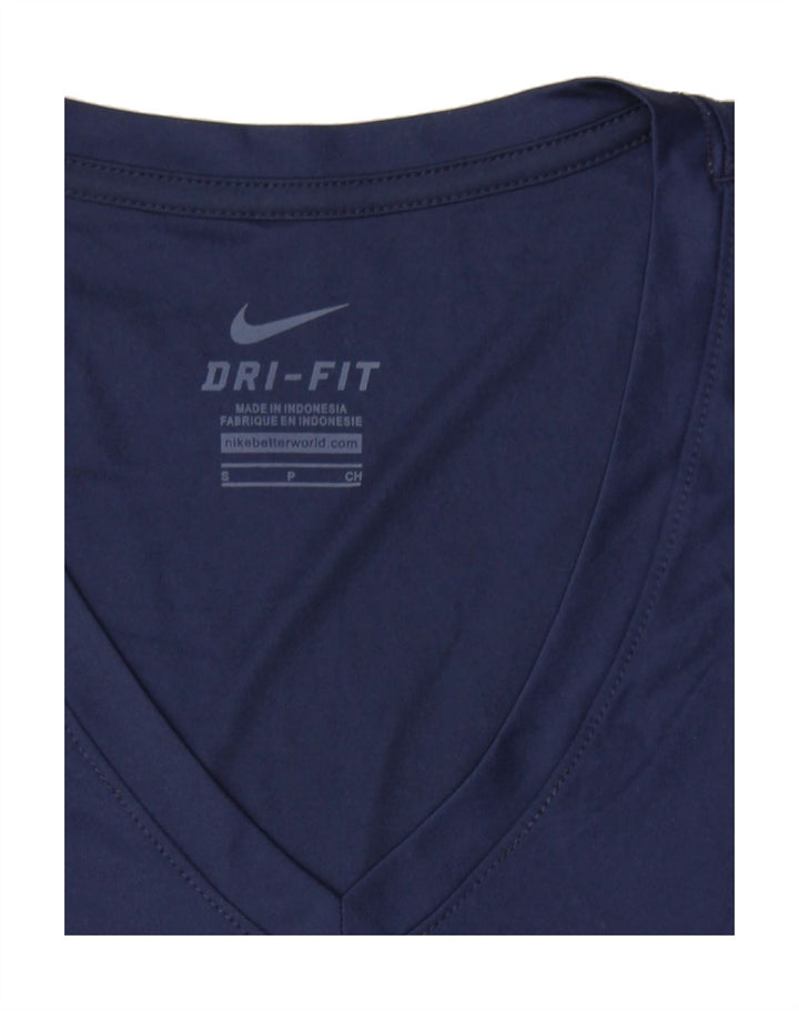 NIKE Womens Dri Fit Graphic T-Shirt Top UK 10 Small Navy Blue Polyester Vintage Nike and Second-Hand Nike from Messina Hembry 