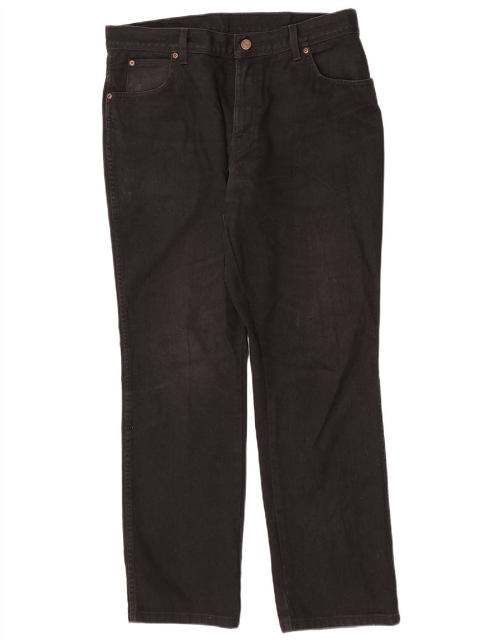 Jeans dritti da uomo Wrangler vestibilità regolare W36 L32 cotone nero