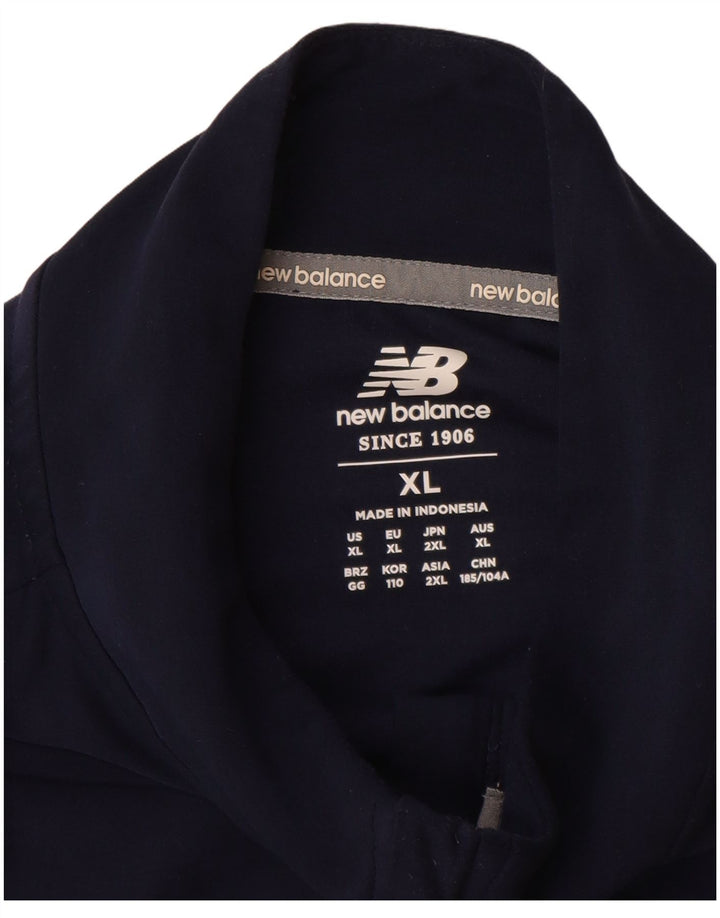 NEW BALANCE Top da tuta pullover con zip e collo da uomo XL poliestere blu navy
