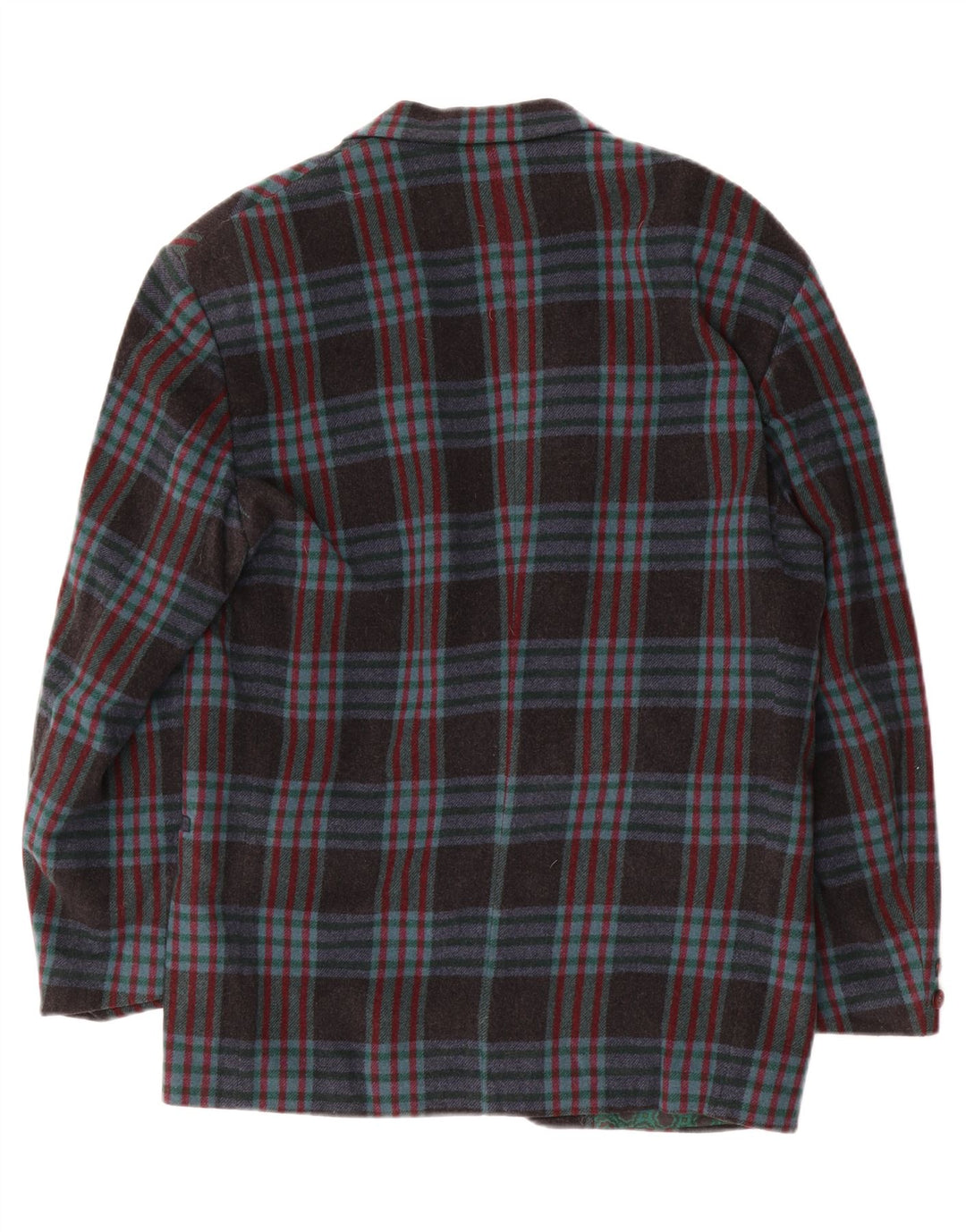 Giacca blazer vintage da uomo a 2 bottoni IT 48 lana media a quadri blu navy