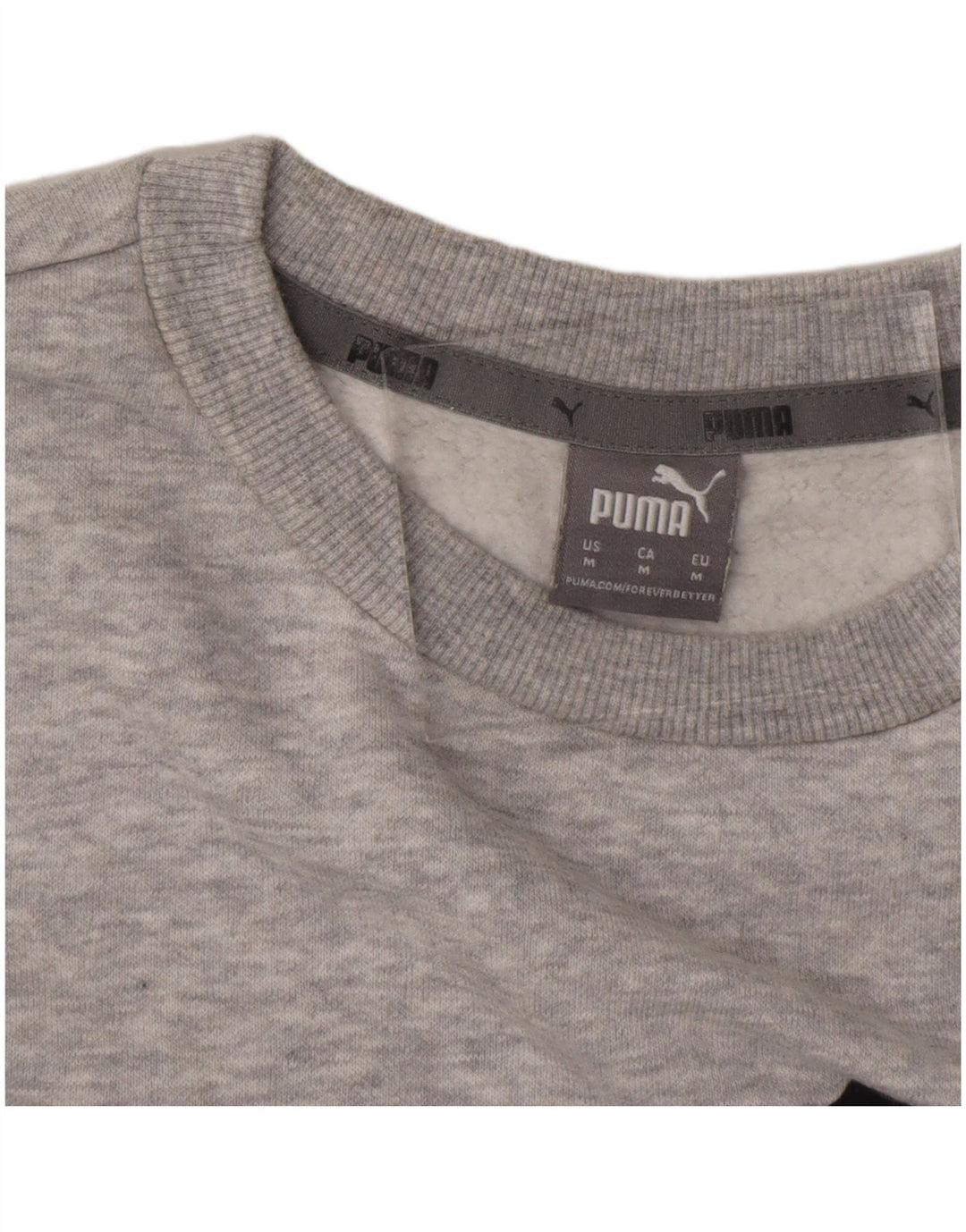 Felpa con grafica PUMA da donna, maglione UK 14, cotone screziato grigio medio