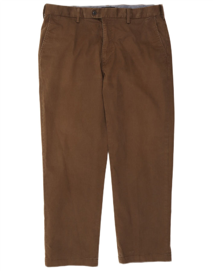 Pantaloni da abito affusolati Marks & Spencer da uomo blu Harbour W38 L29 Marrone