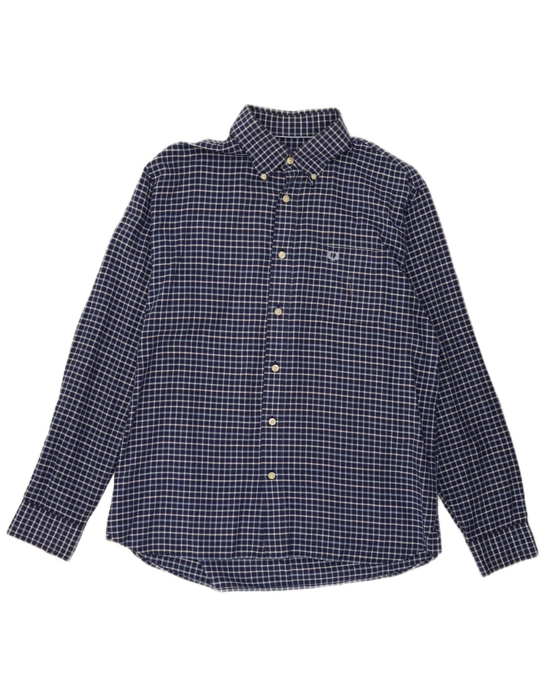 FRED PERRY Camicia da uomo grande in cotone a quadri blu navy