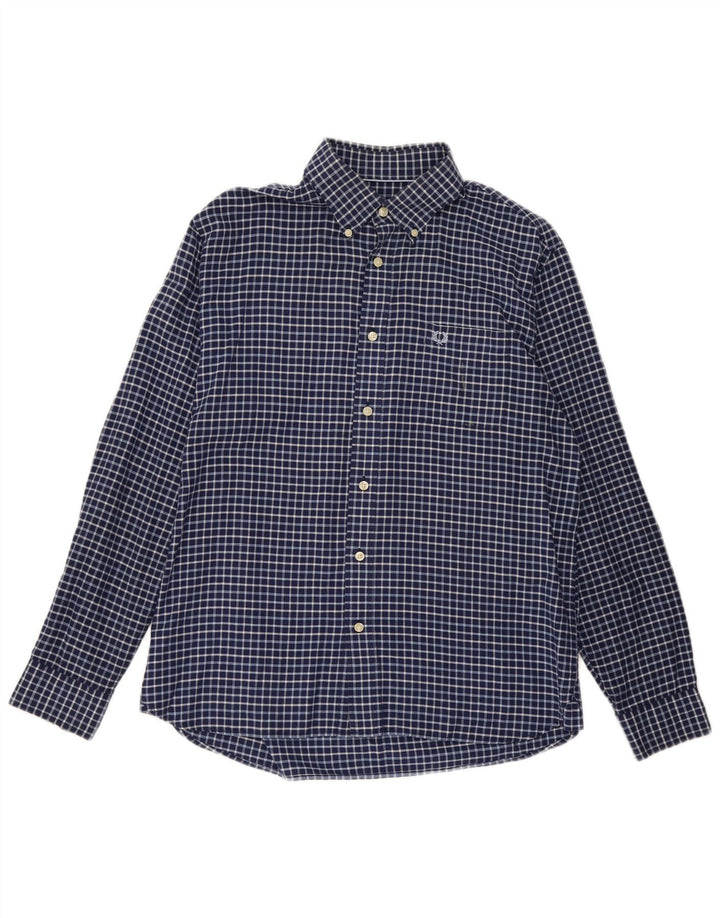 FRED PERRY Camicia da uomo grande in cotone a quadri blu navy