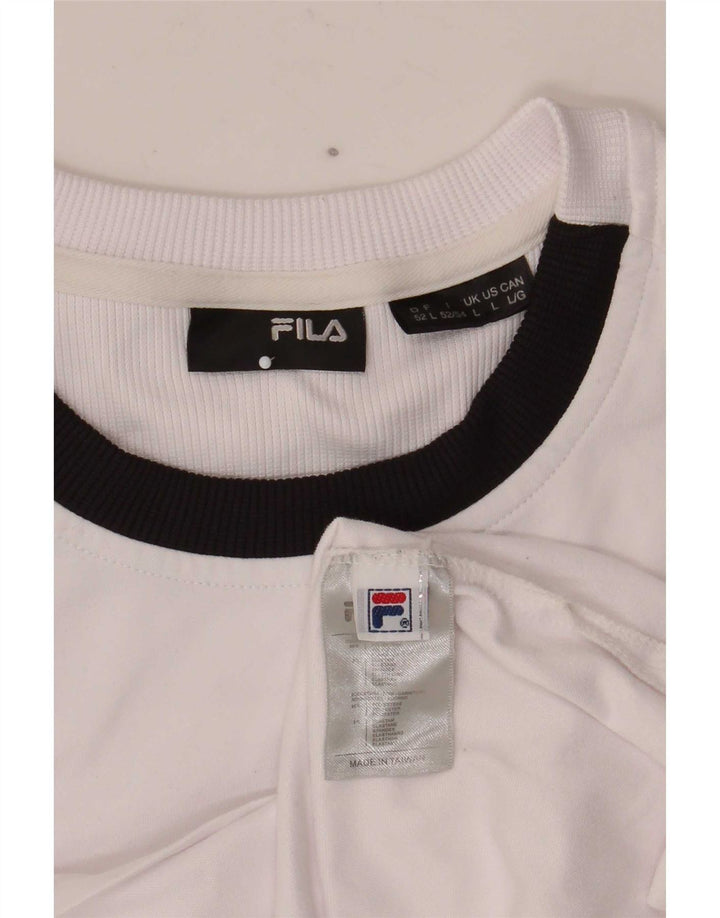 T-shirt da uomo Fila Top Large in poliestere color block bianco