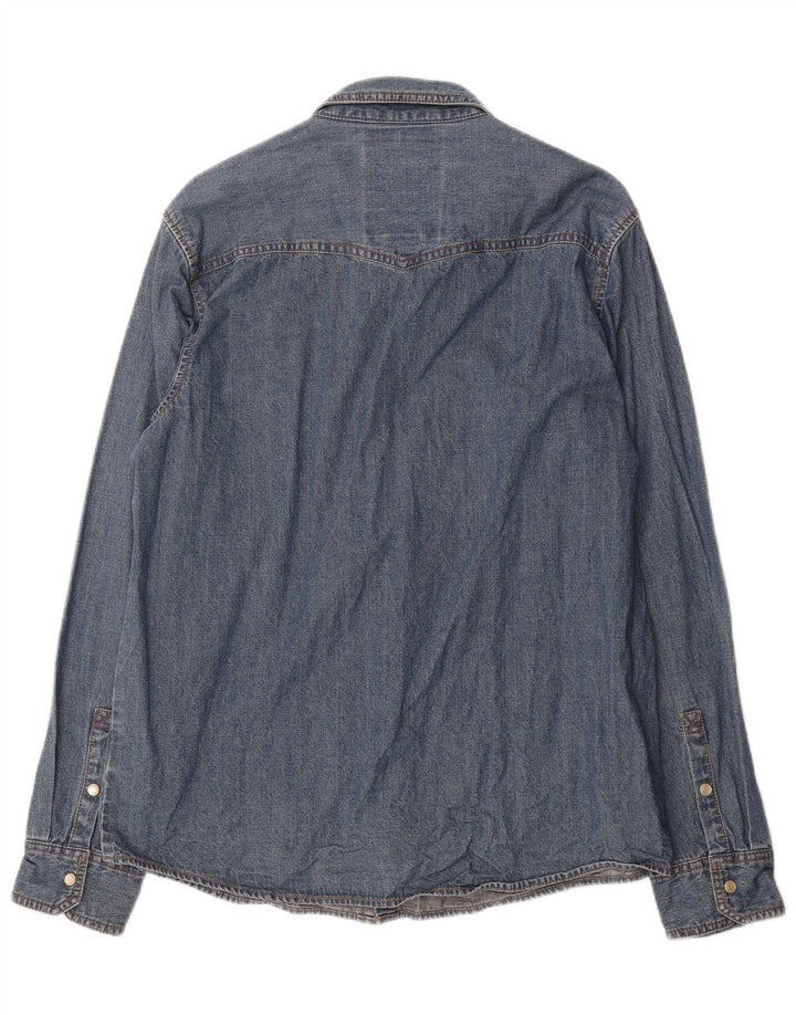 Camicia di jeans da uomo Weird Fish grande blu cotone