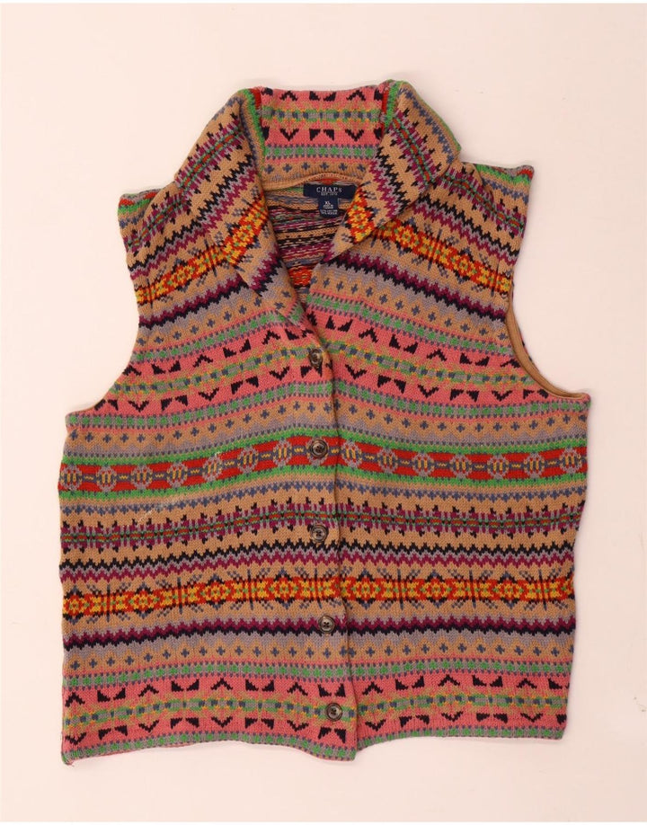 Maglione cardigan senza maniche da donna Chaps UK 18 XL Fair Isle multicolore