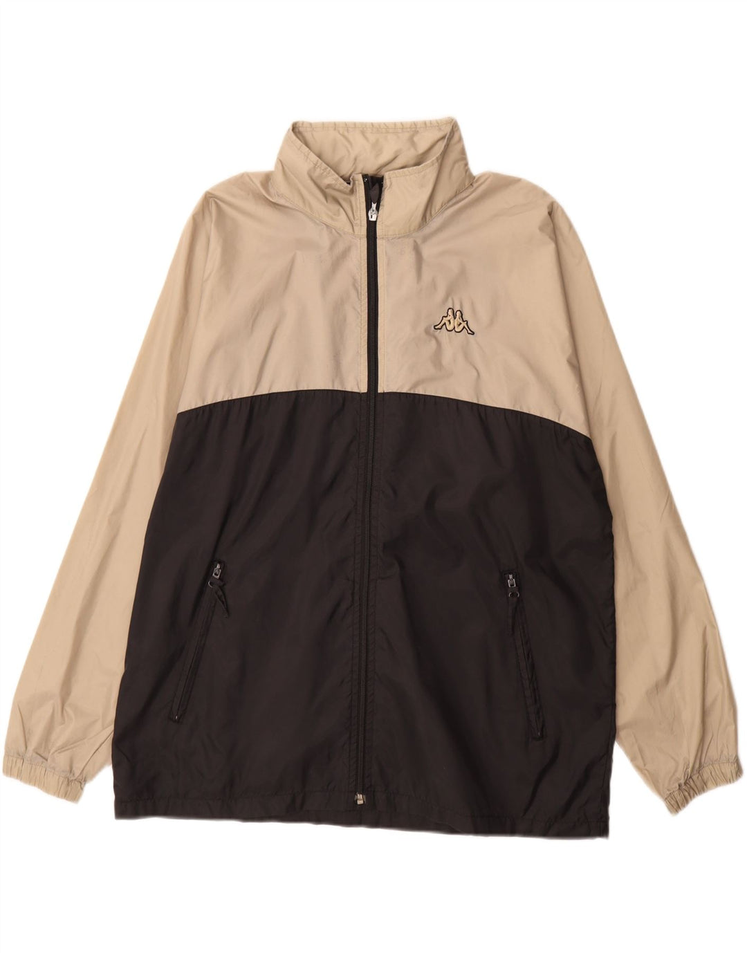 Giacca antipioggia da uomo con zip Kappa UK 38 Nylon color block beige medio