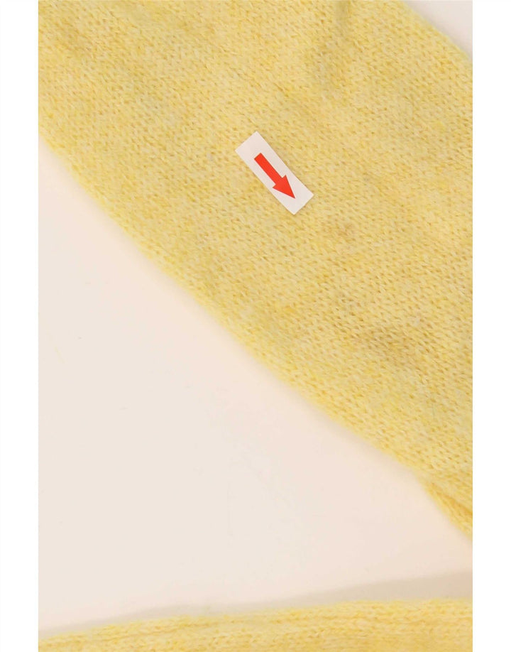 Maglione cardigan vintage da uomo piccolo in lana vergine gialla