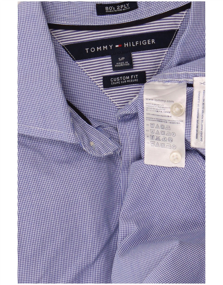 Camicia da uomo su misura Tommy Hilfiger Small Blue pied de poule in cotone classico