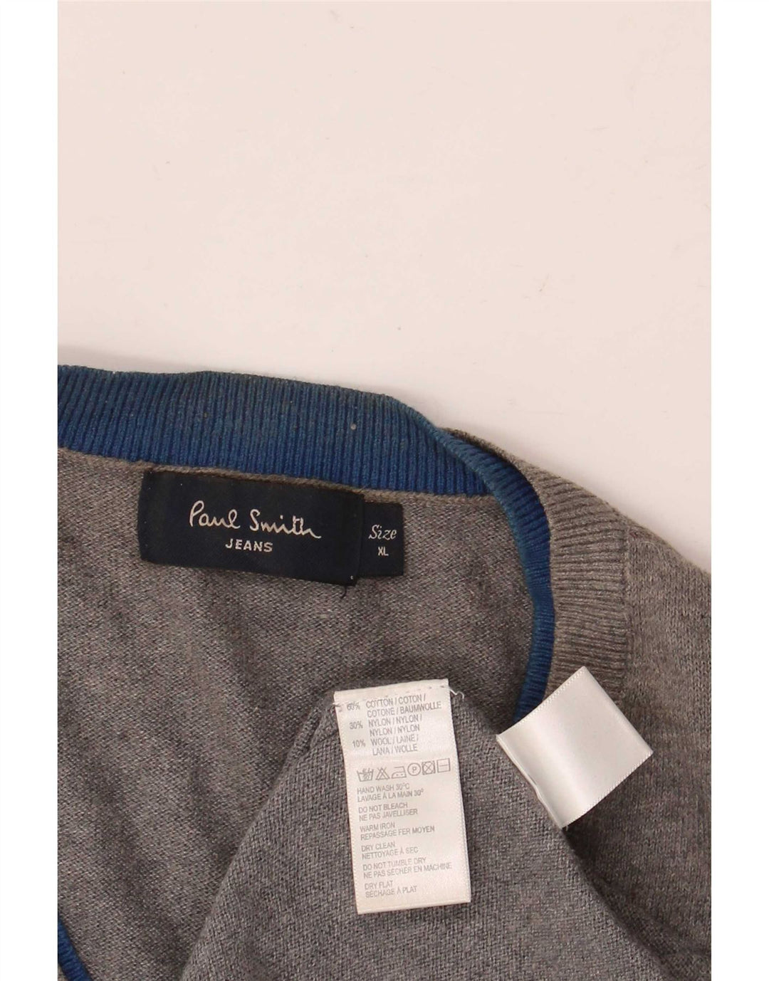Maglione da uomo con scollo a V Paul Smith XL in cotone grigio