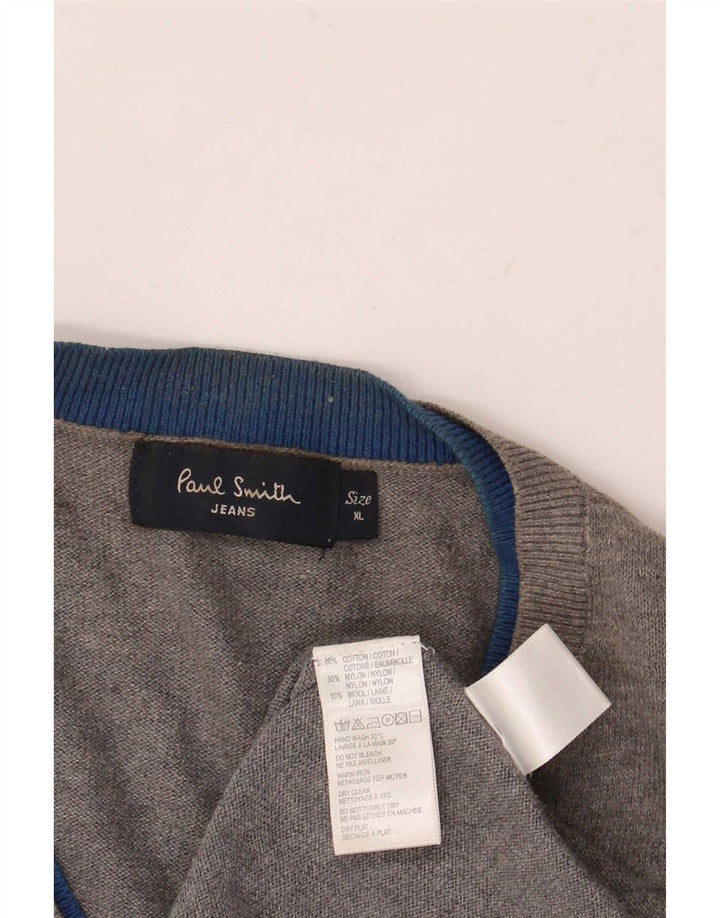 Maglione da uomo con scollo a V Paul Smith XL in cotone grigio