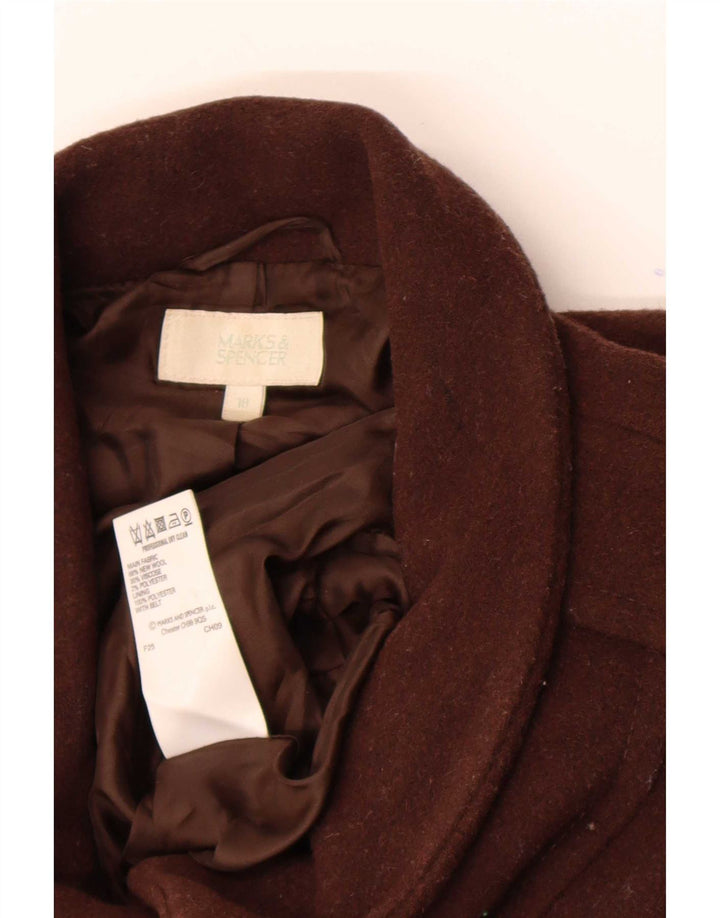 Cappotto da donna Marks & Spencer UK 18 XL Marrone nuova lana
