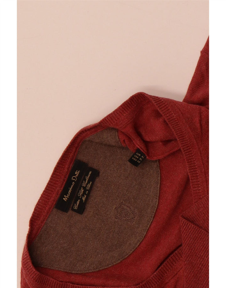 Massimo Dutti Maglione da uomo con scollo a V XL in cotone rosso