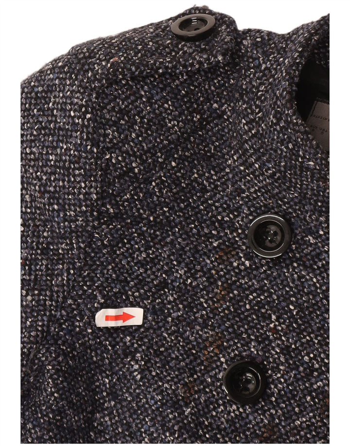 Cappotto doppiopetto da donna Zara UK 10 piccolo acetato chiazzato blu navy