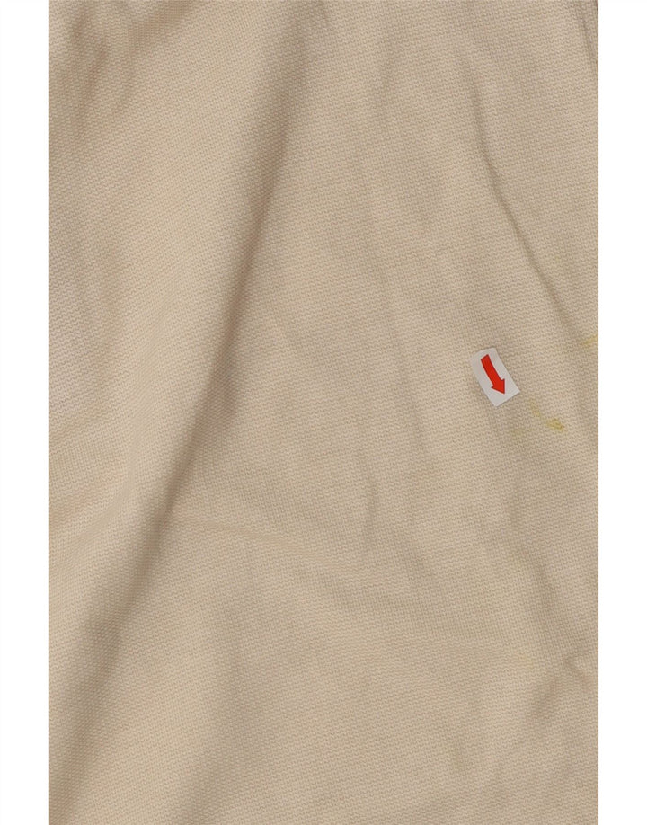 TRUSSARDI Mens Graphic Polo Shirt Medium Beige Striped Vintage Trussardi and Second-Hand Trussardi from Messina Hembry 