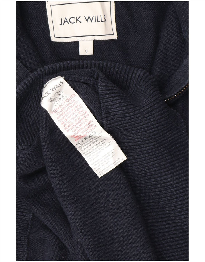 Maglione da uomo con collo con zip Jack Wills, grande cotone blu navy