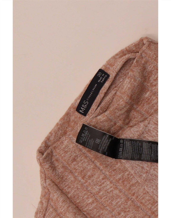 Top manica lunga da donna Marks & Spencer UK 20 2XL Viscosa screziata marrone