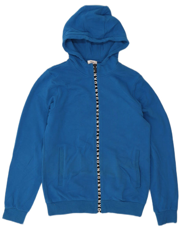 Maglione con cappuccio e zip grafica per ragazzi Dkny 13-14 anni piccolo in cotone blu