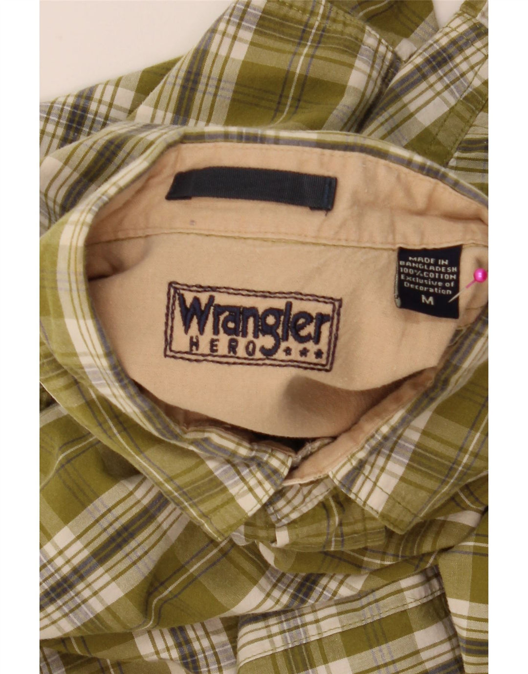 Camicia a maniche corte da uomo Wrangler in cotone a quadri verde medio