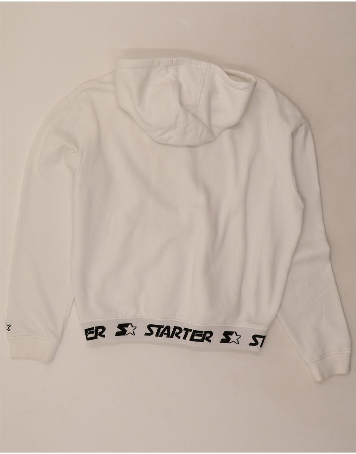 STARTER Mens Graphic Hoodie Jumper Large White Cotton