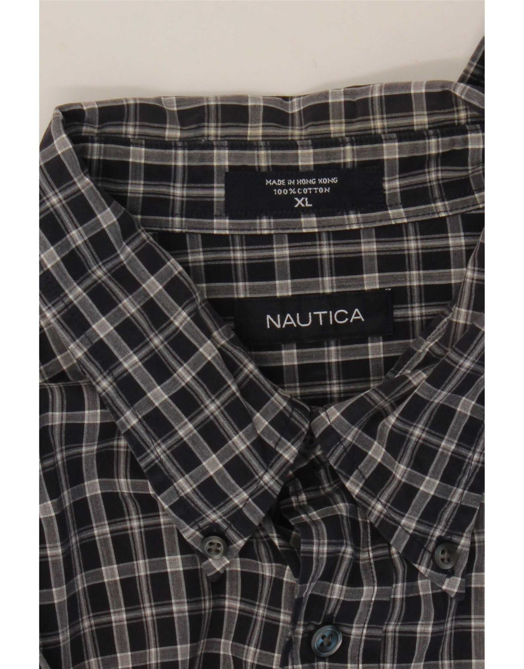 Camicia da uomo Nautica XL in cotone a quadri blu navy