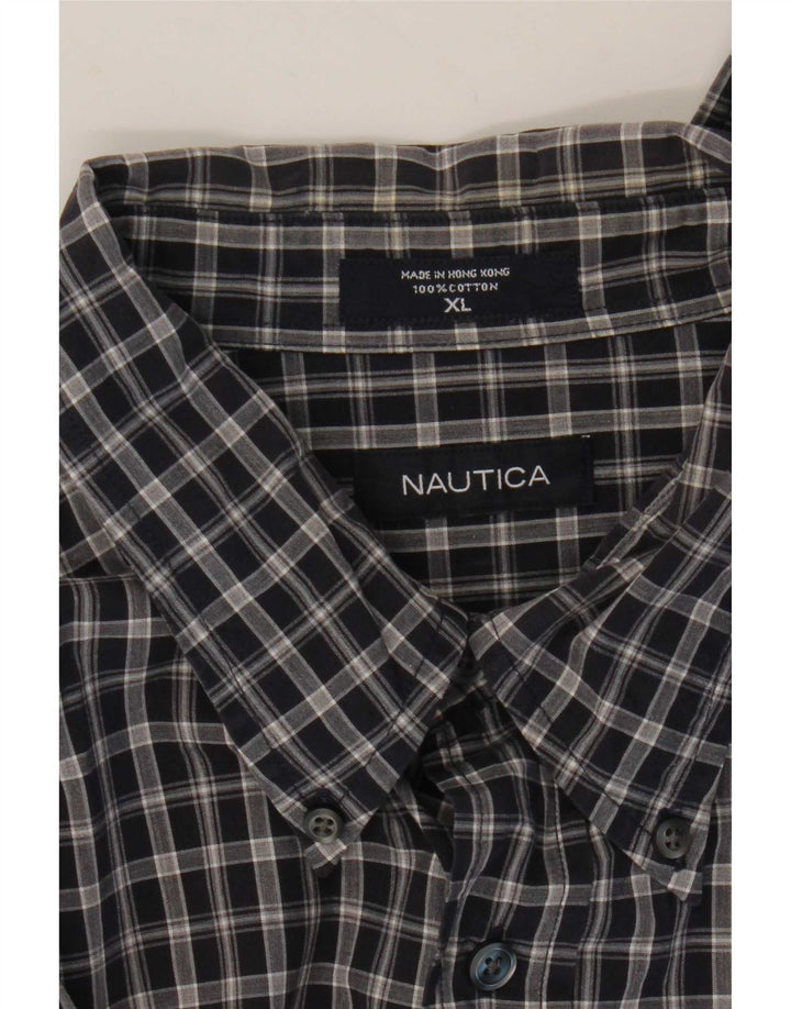 Camicia da uomo Nautica XL in cotone a quadri blu navy