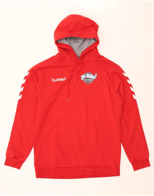 Maglione con cappuccio grafico da uomo HUMMEL grande in cotone rosso