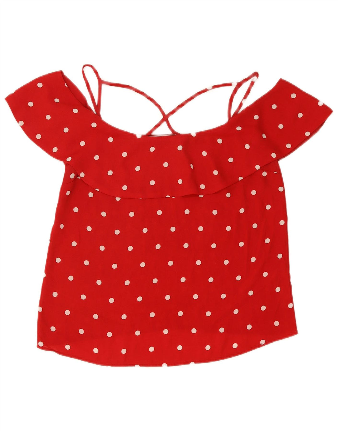 Camicetta corta da donna con spalle scoperte Oasis Top UK 12 medio rosso a pois