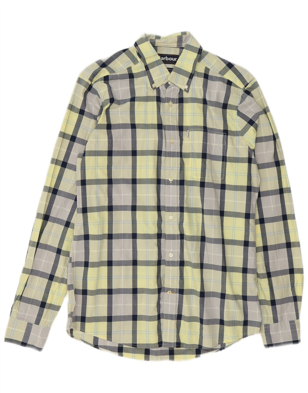 Camicia Barbour da uomo dalla vestibilità rilassata, in cotone a quadri gialli medi