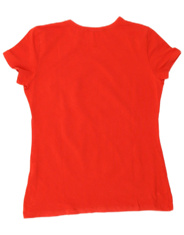 T-shirt grafica da donna Moschino Top UK 12 medio rosso cotone