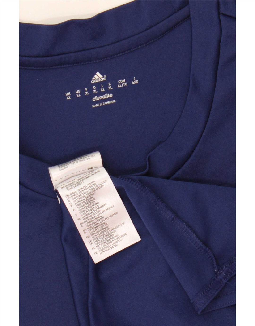 T-shirt Adidas Climalite da uomo Top XL in poliestere blu navy