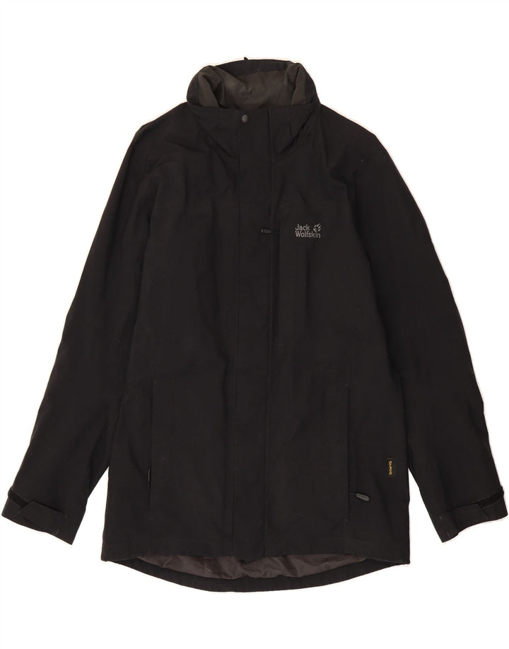 JACK WOLFSKIN Mens Rain Jacket UK 40/42 Large Black Polyamide Vintage Jack Wolfskin and Second-Hand Jack Wolfskin from Messina Hembry 