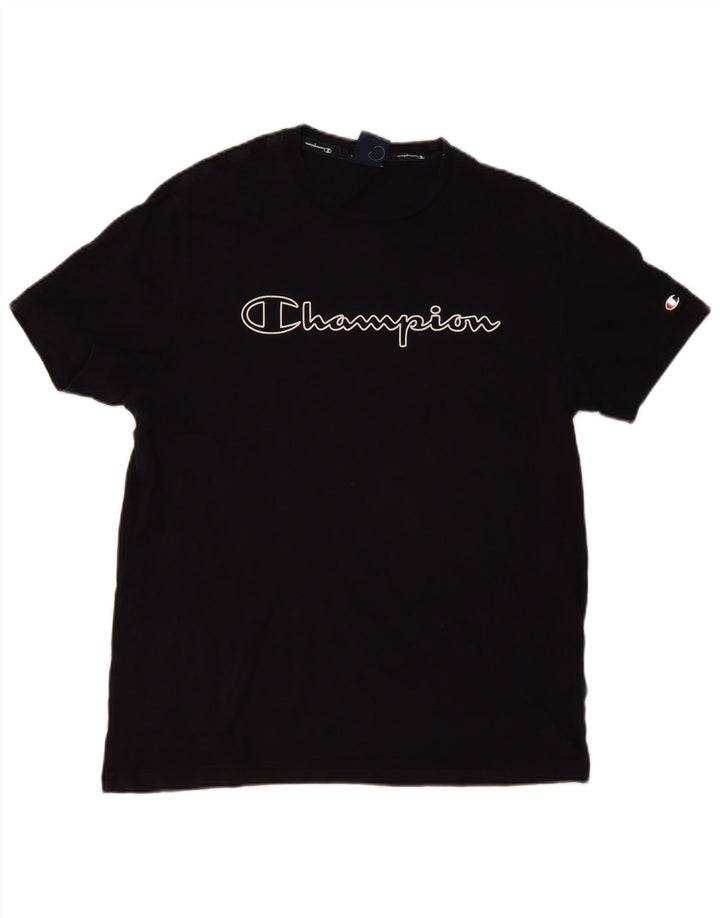 T-shirt grafica da uomo Champion Top grande in cotone nero