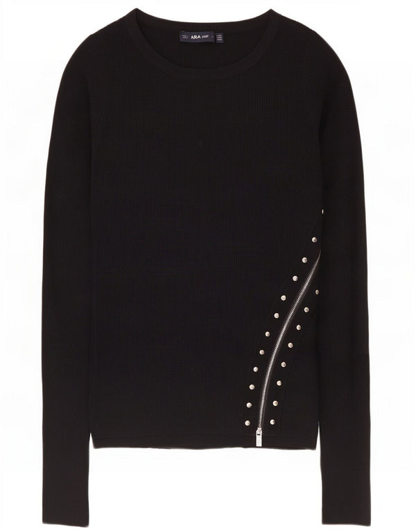 Top Zara da donna a maniche lunghe UK 12 medio nero