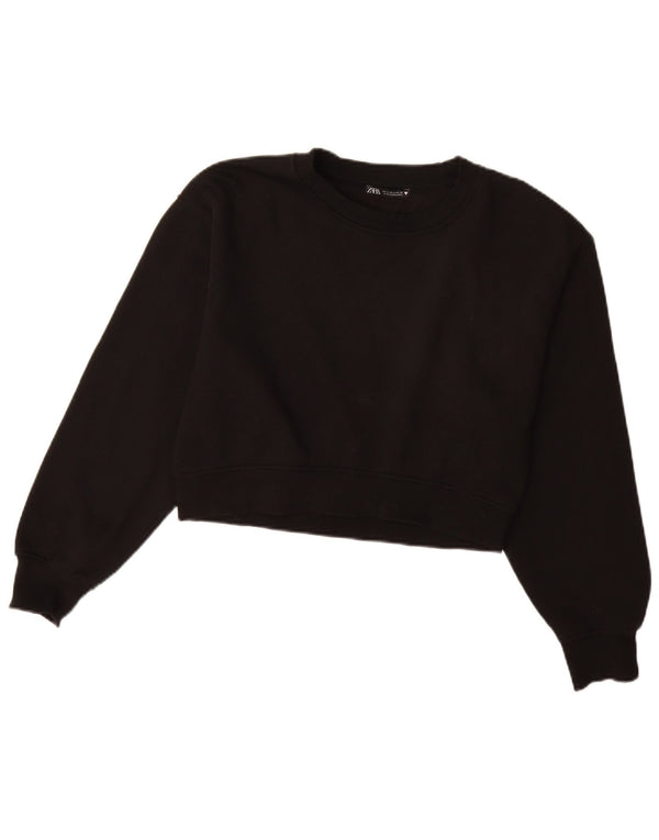 Felpa corta da donna Zara UK 10 piccola in cotone nero