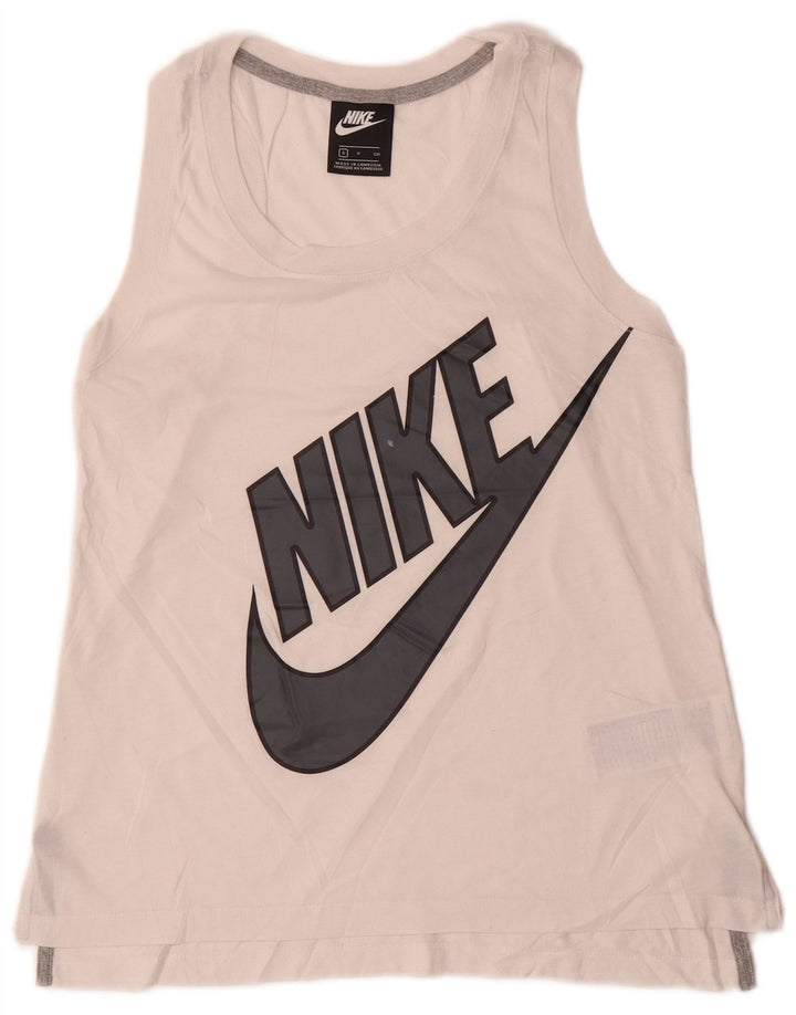 Nike - Canotta grafica da donna, top UK 14, grande, poliestere bianco, sportivo