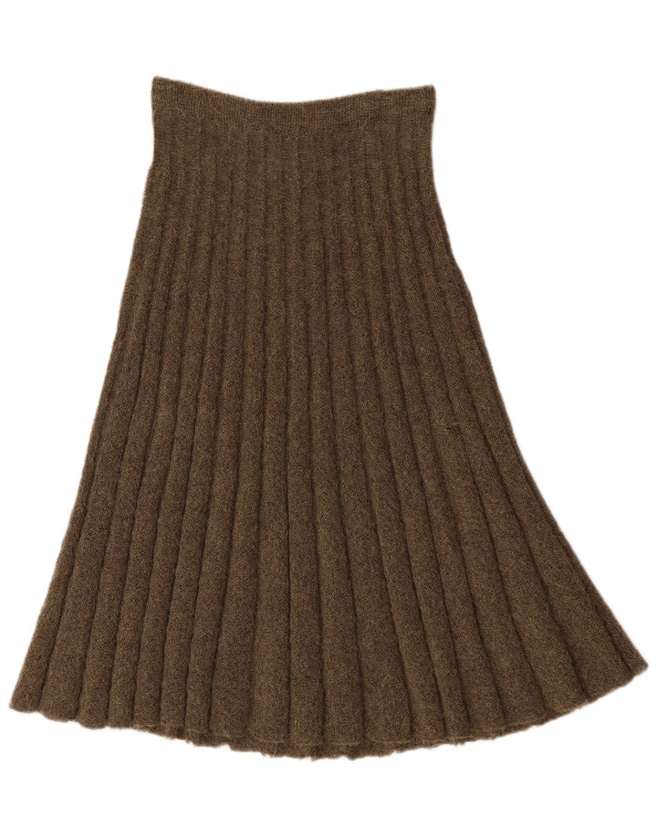 Gonna a trapezio vintage da donna in maglia W28 media kaki