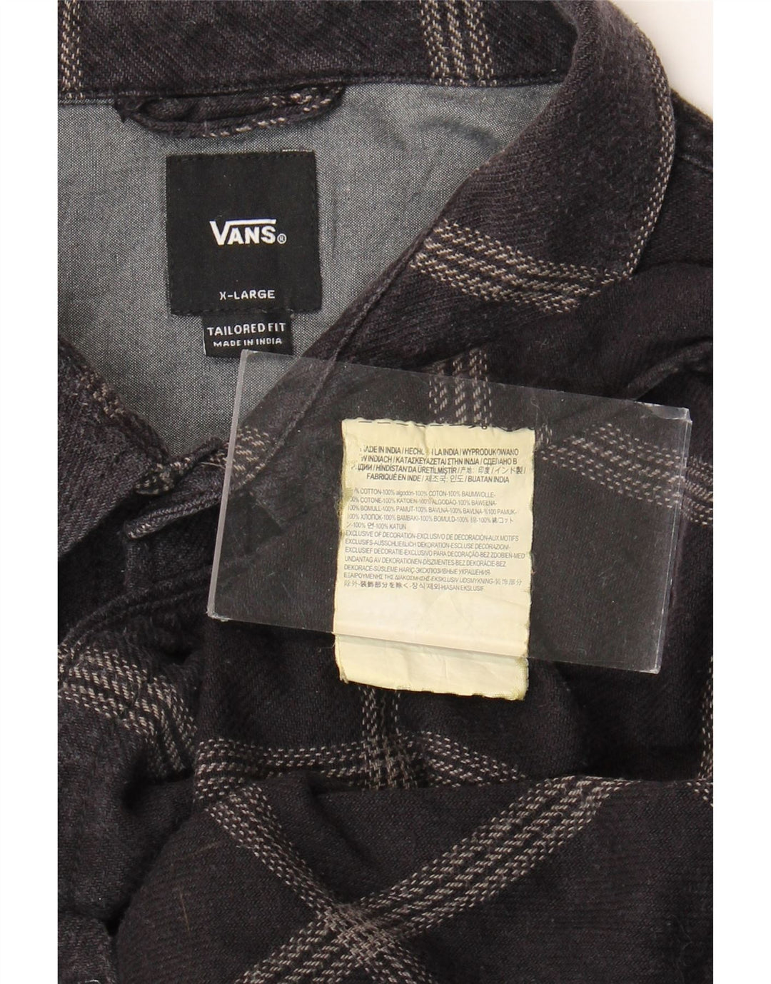 Camicia Vans da uomo su misura in flanella XL in cotone a quadri grigio