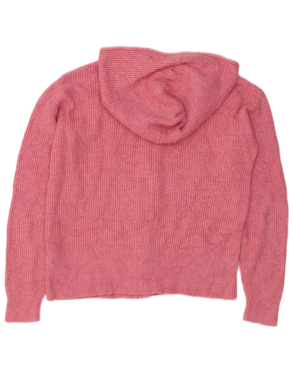 Maglione cardigan con cappuccio da donna Marks & Spencer UK 10 piccolo rosa viscosa
