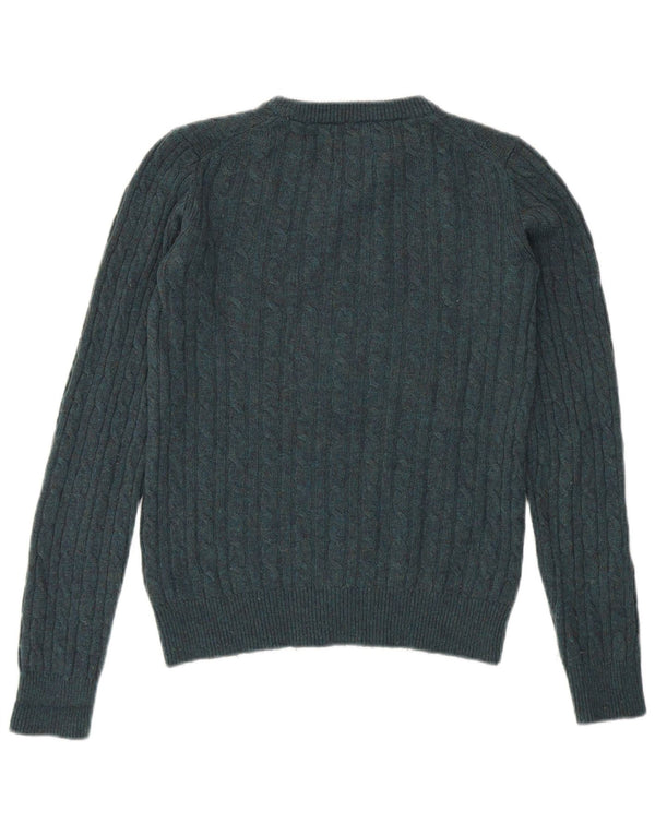 Maglione maglione girocollo da donna Jack Wills UK 10 piccolo lana merino verde