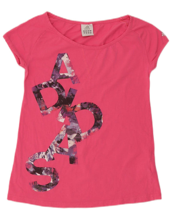 Adidas Womens Graphic T-Shirt Top UK 8 Small Pink Cotton