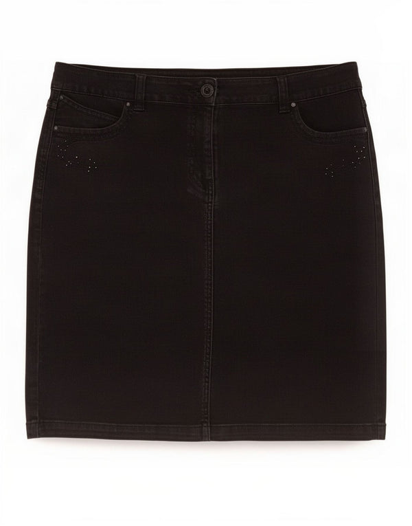 Gonna in denim da donna Marks & Spencer UK 16 grande W36 cotone nero