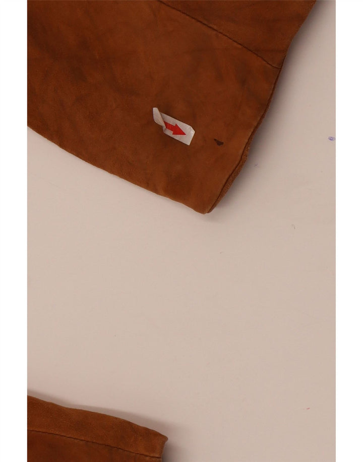 Soprabito vintage da donna in pelle scamosciata IT 48 XL Marrone