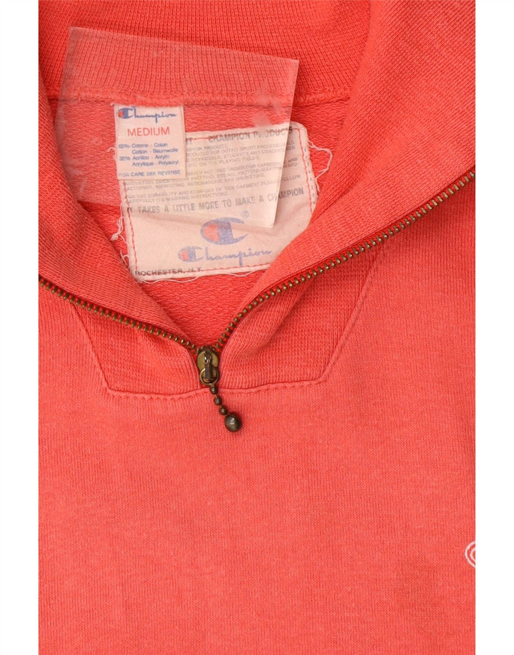 Felpa da donna con collo con zip CHAMPION, maglione UK 14, cotone rosso medio