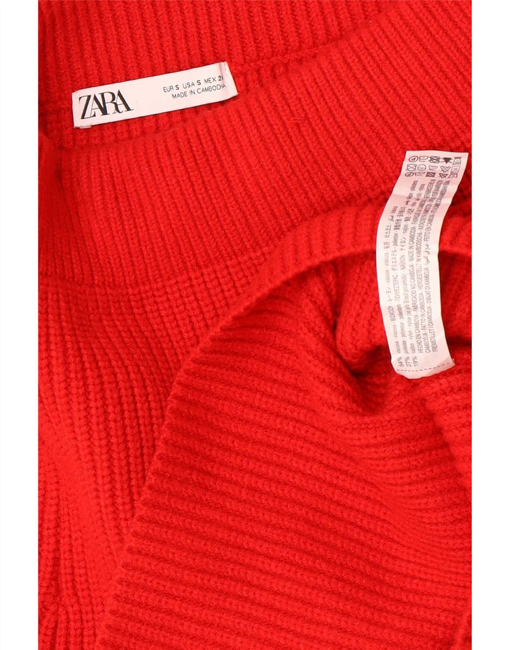 Minigonna in maglia da donna Zara piccola W26 rossa in viscosa